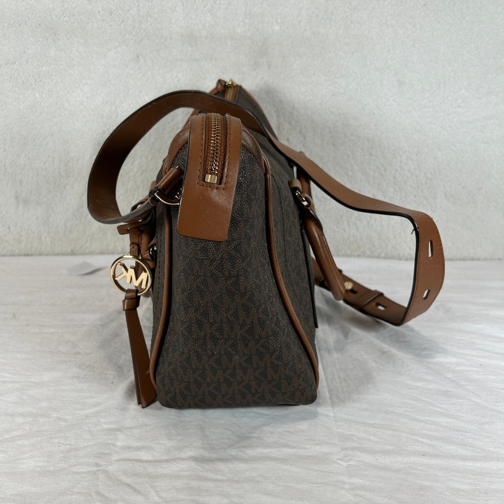 Michael Kors Brown Monogram Satchel Crossbody Bag Gold Hardware - Picture 6 of 16